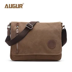 Augur Top quality Canvas Leather Crossbody Bag Men Military Army Vintage Messenger Bags Shoulder Bag Casual Travel school Bags