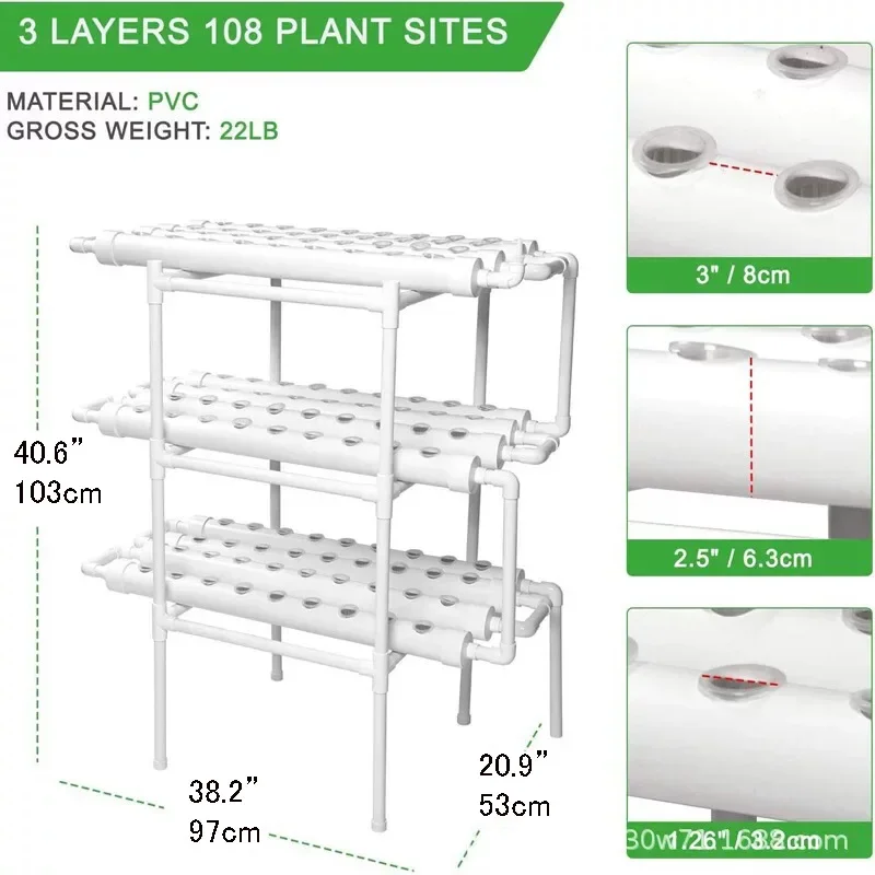 Garden Soilless Culture Equipment Hydroponic System Growth Kitsfamily Balcony Pipe Type Vegetable Planter UPVC Flower Stand