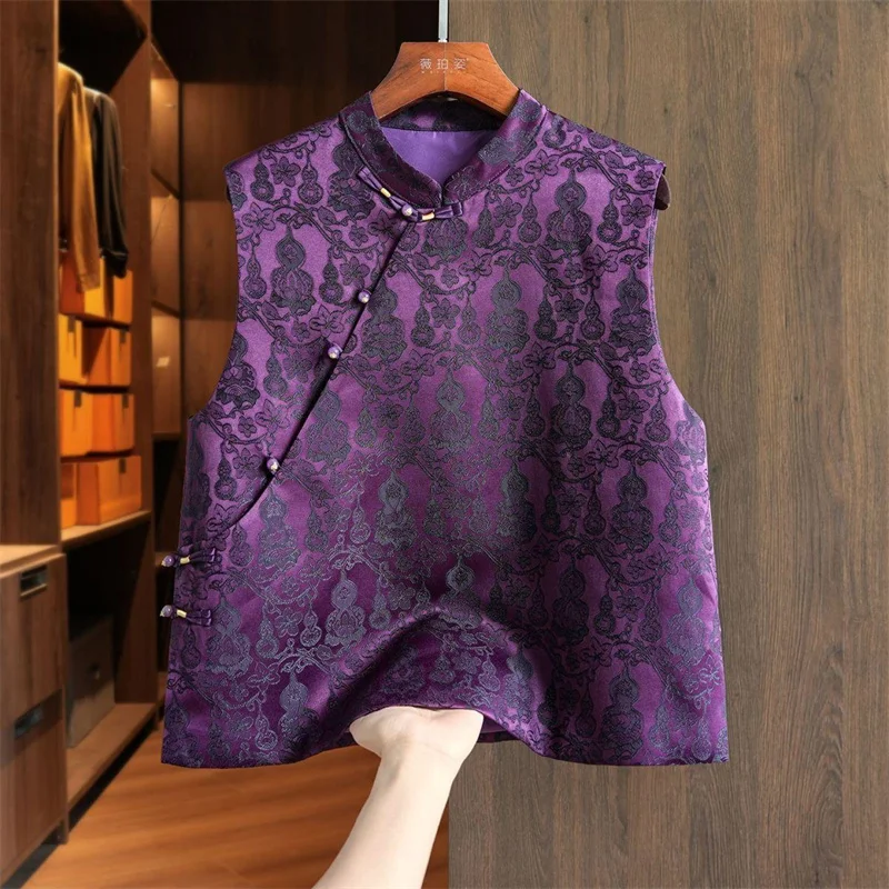 Women's Purple Cotton Vest Jacket