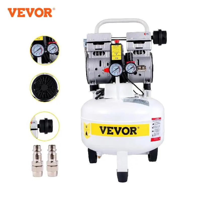 VEVOR Compresseur d'Air 25/35/40/90L Silencieux sans Huile 750W/2200W 1HP/3HP Acier Allié pour