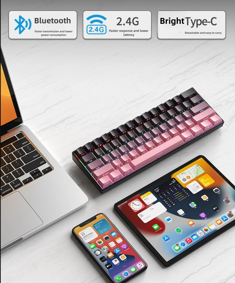لوحة المفاتيح بلوتوث اللاسلكية لوحات المفاتيح الميكانيكية rgb Gamer teclado para tablet mecanico 60% ipad الخلفية لوحة مفاتيح USB صغيرة #2