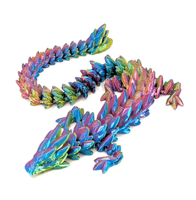 1 Stück 3D-gedruckte Edelstein-Drachenfigur – schillernde Kunststoff-Schreibtischdekoration, ideal für Schlafzimmer und Büro, perfektes Geschenk für Weihnachten