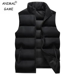 Men's Sweatwear Autum Warm Coats for Men Thickened Stand Collar Down Vest Oversized Winter Puffer Vest Sleeveless Zipper Coat