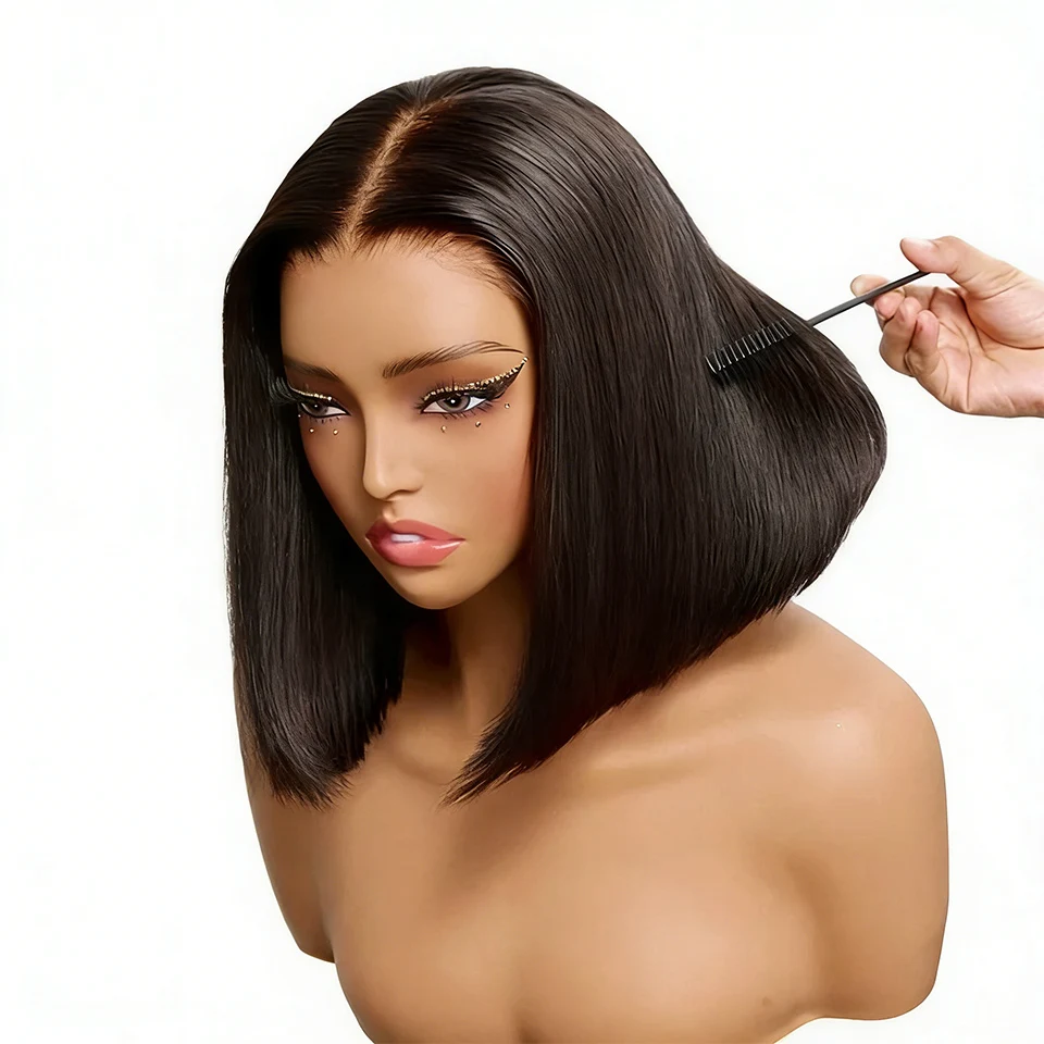 Transparent Lace Frontal Wigs Short Bob Wig Human Hair Straight Bob Wigs Pre Plucked 13x4 Lace Front Wigs For Black Women