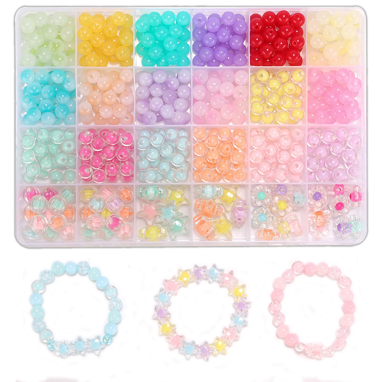 DIY Beads Bracelet Making Kit for Girls Birthday Gift,8mm Gradient Beads for Jewelry Maiking Kit with Star Flower Pumpkin Beads