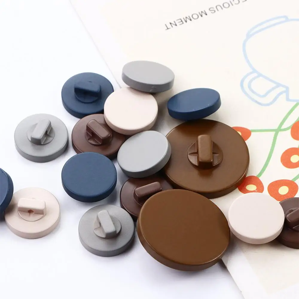 

10pcs Flat Windbreaker Diy High-foot White Spray Paint Buttons Resin Shank Button Accessories Decorative Sewing Material