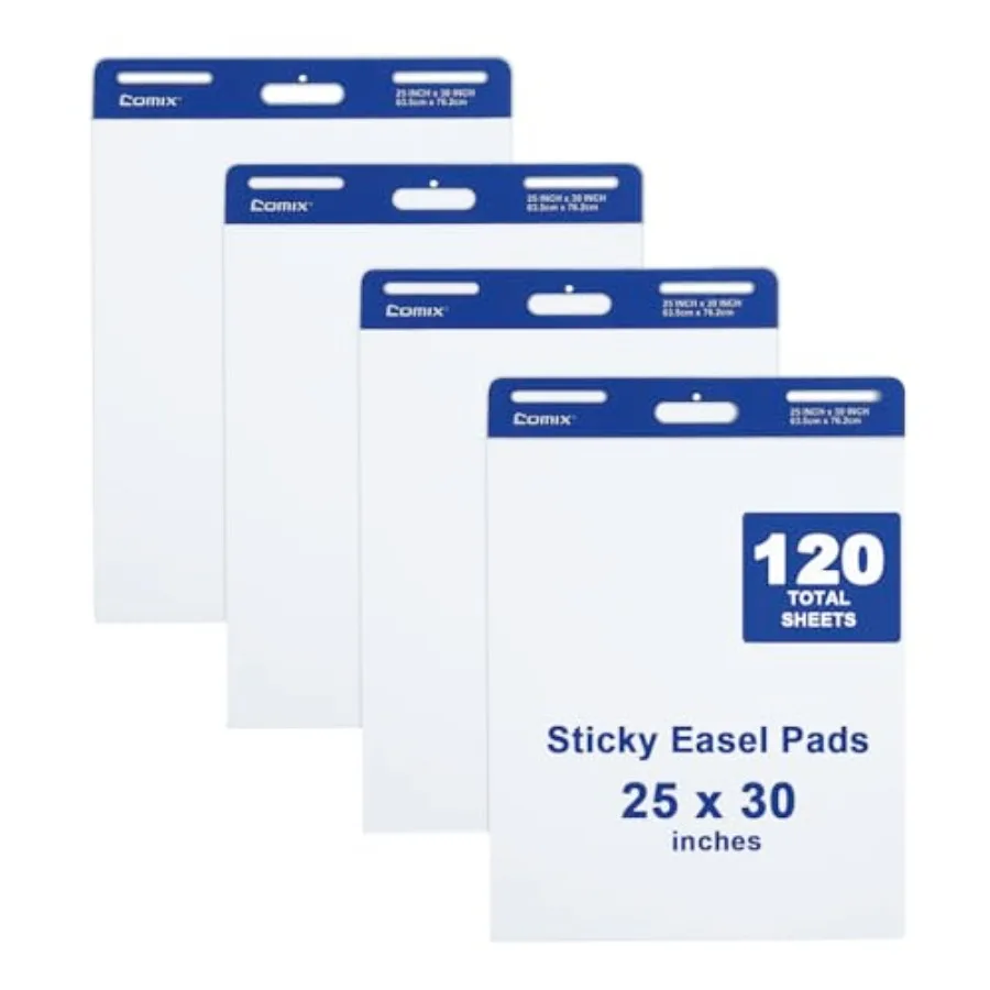 

Большая самоклеящаяся бумага для флипчартов 25 x 30 дюймов, белая, для учителей, офиса, школы, класса