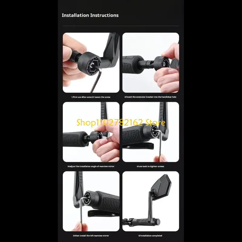 

547B High Visibility Bike Handle Mirror Lightweight And Sturdy For Commuters Tourists