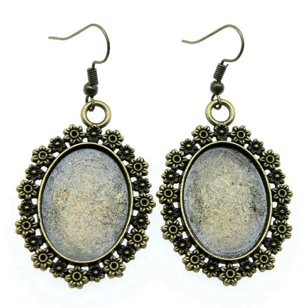 Jewelry Making Accesories New In Earrings Oval Ear Hook Glass Cabochon Base Setting Tray Handmade