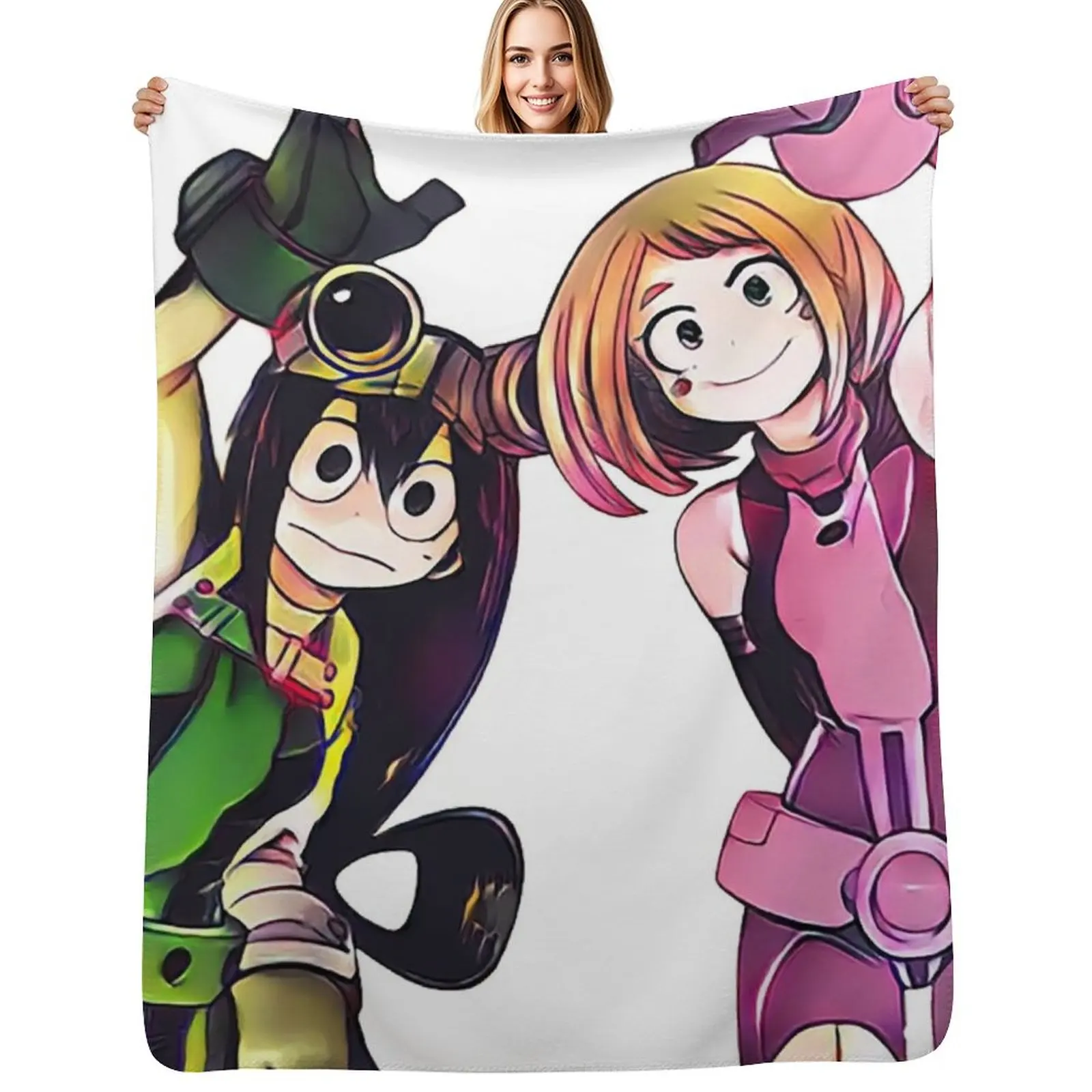 

Tsu and Ochako Throw Blanket Cozy Napping Blanket Gift for Mom Dad