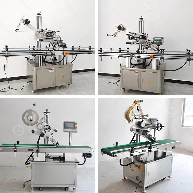 Electric Horizontal Label Automatic Applicator for Flat Square Bottles PLC & Motor Driven for Bags Cartons Pouches Packaging