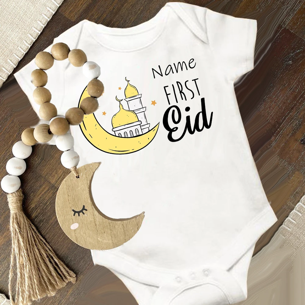 Personalised Eid Ramadan Baby Rompers Custom Name Boys Girls Eid Outfits  Jumpsuit Infant Ramadan Clothes Islamic Muslim Outfits