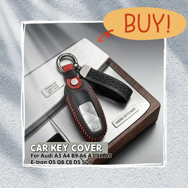 

Fashion Car Key Cover for Audi A3 A4 B9 A6 A7 4K A8 E-tron Q5 Q8 C8 D5 SQ8 Remote Key Protection Bag Shell Accessories