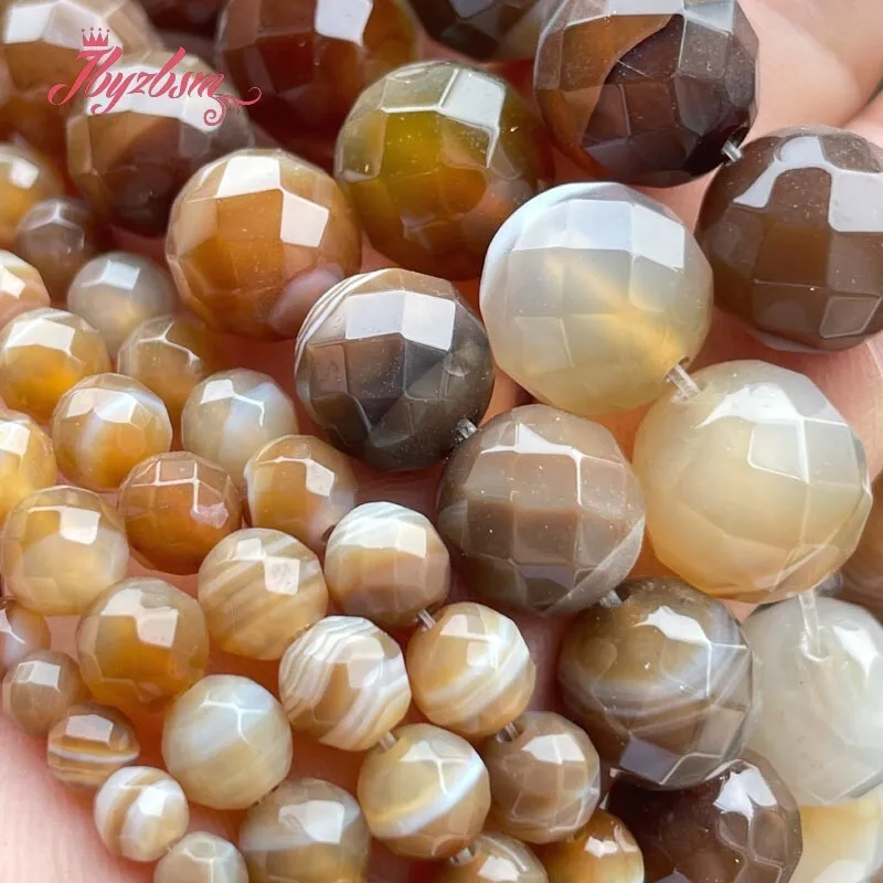 6/8/10/12mm Round Faceted Stripe Brazil Agates Natural Stone Beads For Jewelry Making DIY Necklace Bracelet 15\