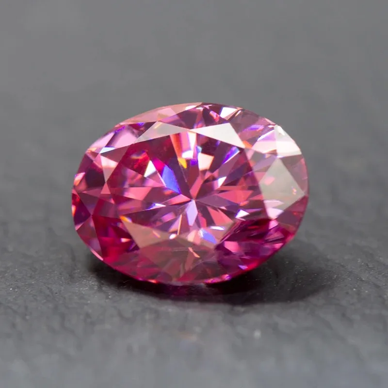 Moissanite Stone Pink Color Oval Cut Lab Grown Heat Diamond for Charms Advanced Jewelry Making Materials with GRA Certificate