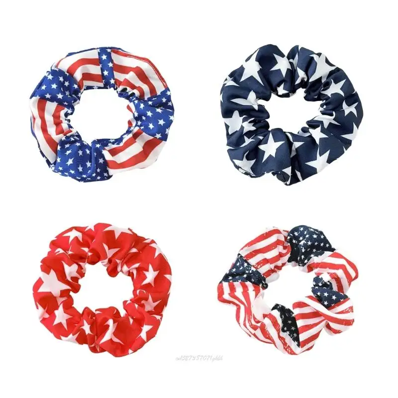 

X5XA Набор из 12 резинок для волос с американским флагом для женщин и девочек, эластичные резинки для волос в патриотическом для