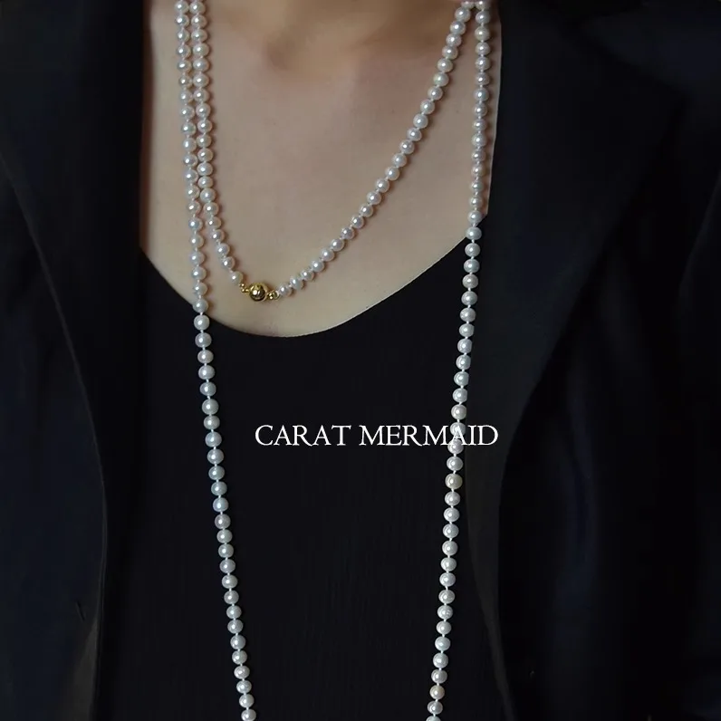 Carat Mermaid Pearl Long Necklace Small Fragrant Sweater Chain Accessories Long Necklace Double Length