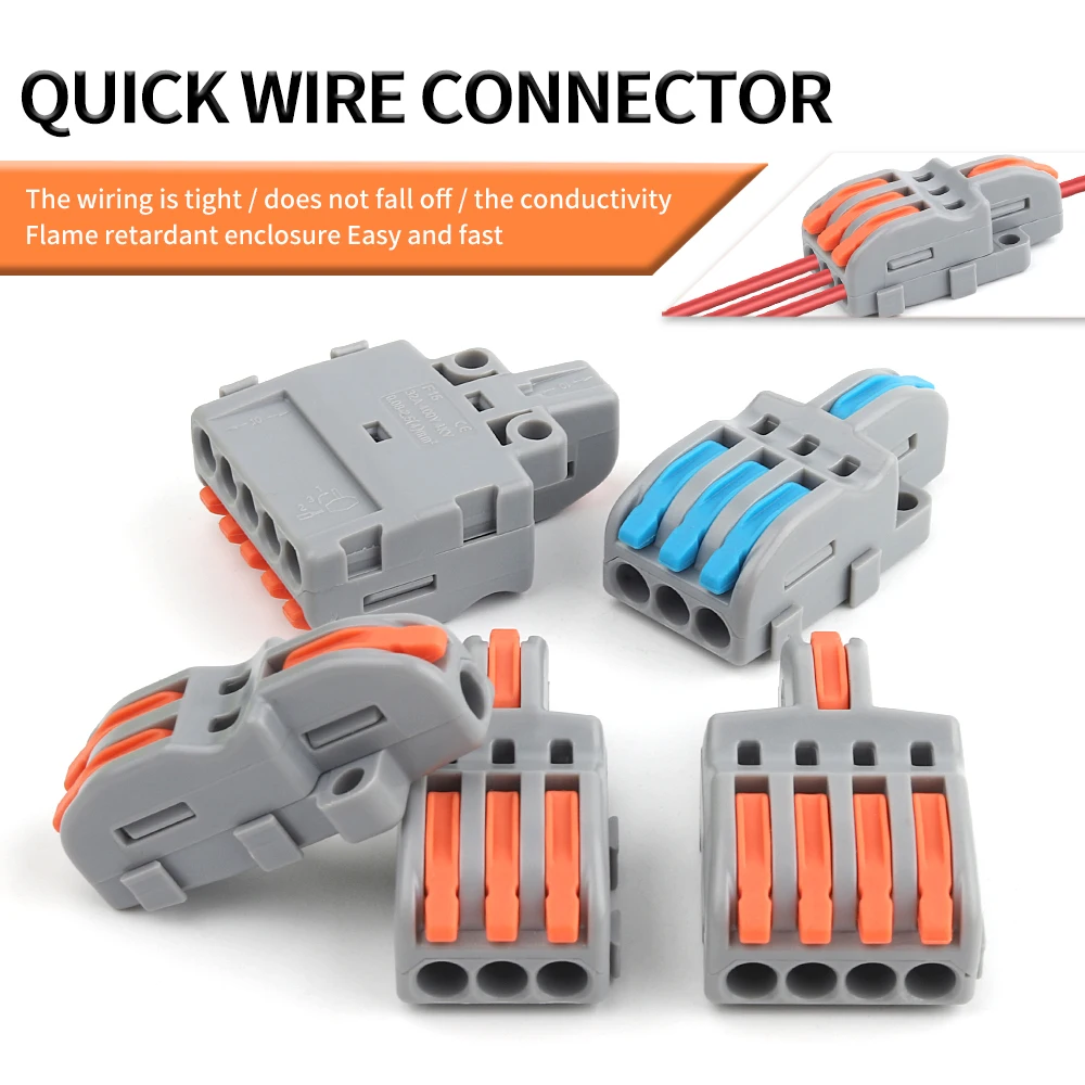 10/100PCS Electrical Cable Connector 1 in Multiple out Quick Wire Terminal Block 2/3/4/5Pin Push in Lever Connectors 0.08-4.0mm2