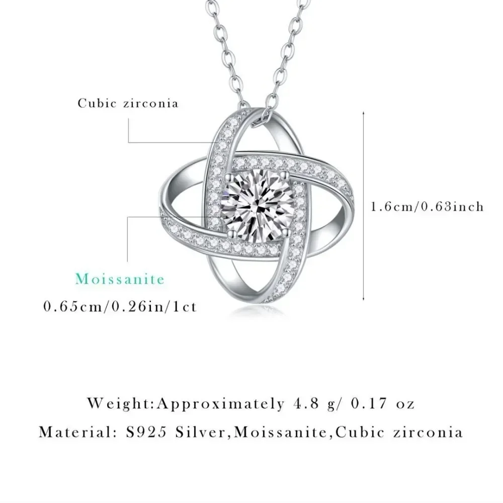 6.5mm Moissanite Necklace for Women D VVS1 18k White Gold Plated 925 Sterling Silver Clover Chain Flower Pendant Jewelry Gifts