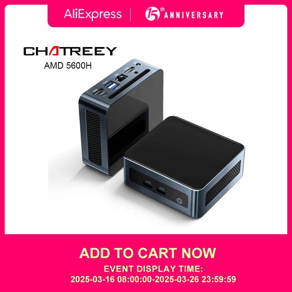 Chatreey  AN2P Mini PC R5 5625U/AN2C 3550H Gaming Desktop Computer NVME SSD WIFI6 HD Windows 11 Pro