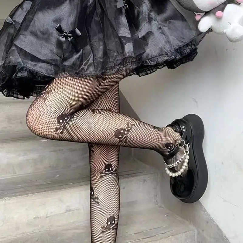 Kobiety Seksowne Oddychające Cienkie Rajstopy Serca Impreza Nowe Czarne Jedwabne Rajstopy Lolita Gothic Fishnet Cos Girls Mesh High Waist Stockings