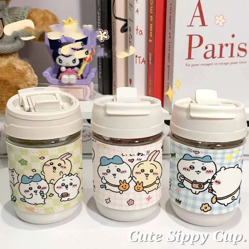 

Chiikawa Kawaii Anime Straw Cup Cute Usagi Hachiware Cartoon Fall Prevention Student Office Portable Coffee Cup Girls Gifts