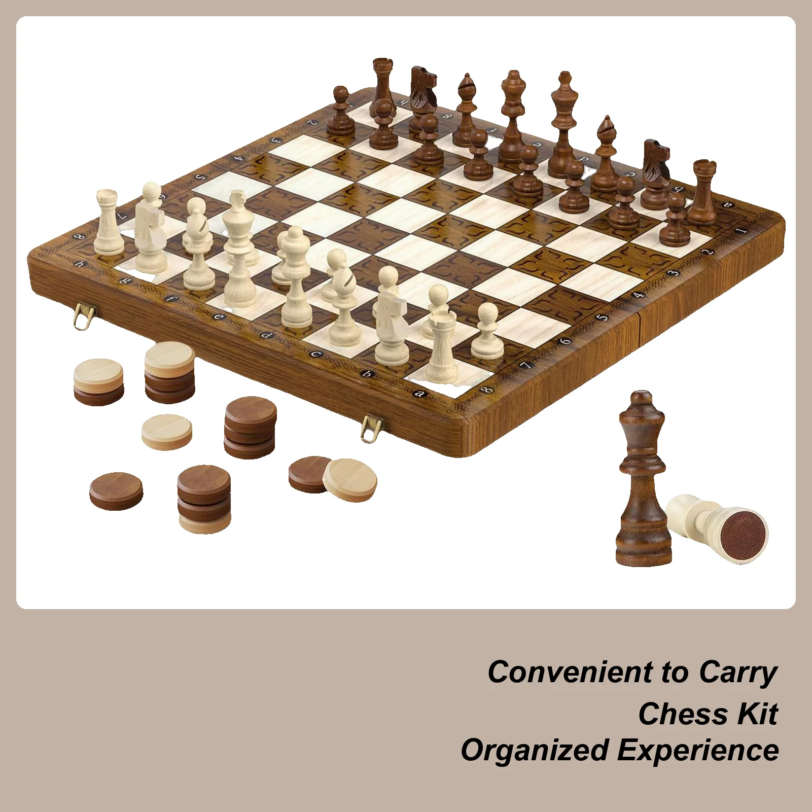 Chess Board Folding Design Magnetic Wooden Chess Set Travel Toys for Classroom Waiting Room Car Trip Home Outdoor Park Coffee