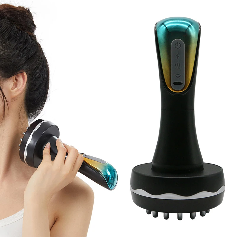 Massageador de aquecimento giratório Guasha, luz vermelha rotativa, pulso vibratório, micro corrente, dispositivo de dragagem