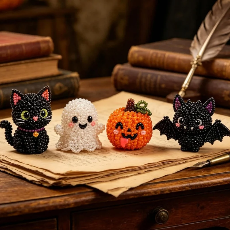 Mini Pumpkin Cat Halloween Beading Craft Set  New Classical Handmade Birthday Travel Souvenir Graduation Halloween