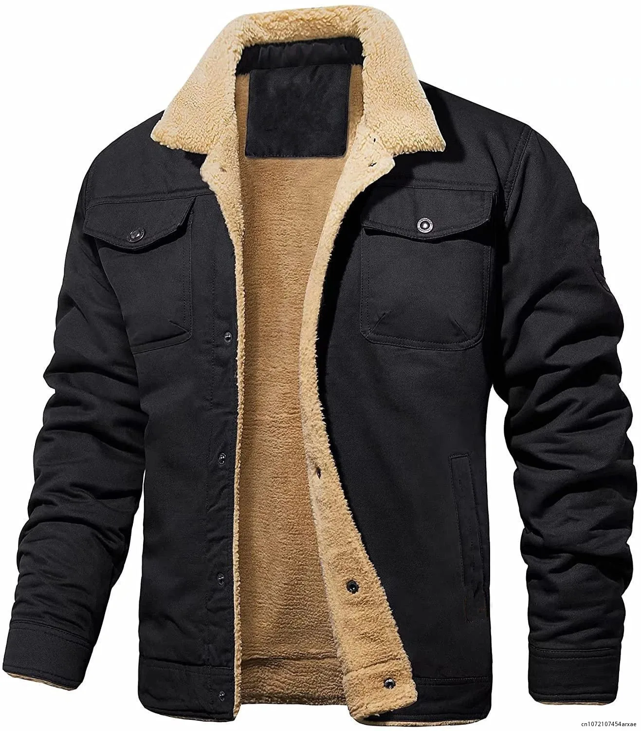 Chaqueta de cuello plisado para hombre, abrigo de algodón, Parka militar Sherpa, camionero, abrigos de carga tácticos, ropa de invierno