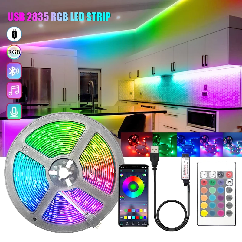 LED Streifen Licht USB Bluetooth RGB 5V RGB Led-leuchten Flexible LED Lampe Band Band RGB TV Desktop Bildschirm hintergrundbeleuchtung Diode Band