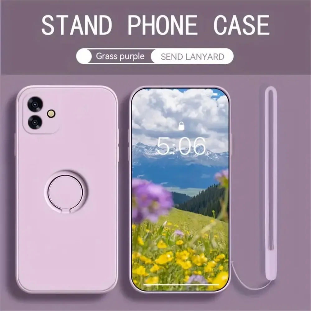 リングホルダースタンド電話ケース Huawei 社 Pura 70 P60 P50 P40 P30 P20 Pro Lite Mate 50 30 20 Pro マットシリコンカバーとストラップ