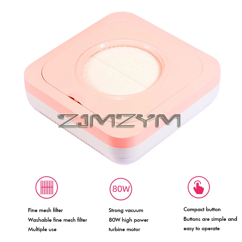 مكنسة كهربائية للأظافر للعناية بالأظافر والباديكير ، جامع غبار الأظافر ، فلتر قابل للإزالة ، قوة قوية ، أداة مسحوق هلام الأكريليك ، 80 واط