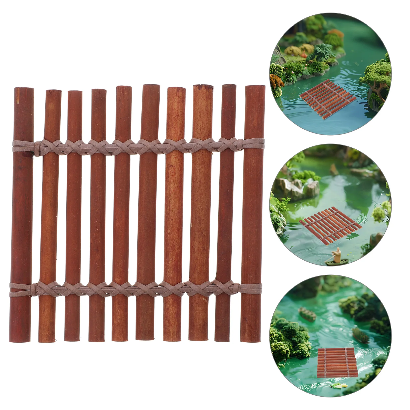 

Bamboo Raft Craft Miniature Landscapes Photography Props Eco-Friendly Pan Flute Beginner Woodwind Instrument Traditional Chinese