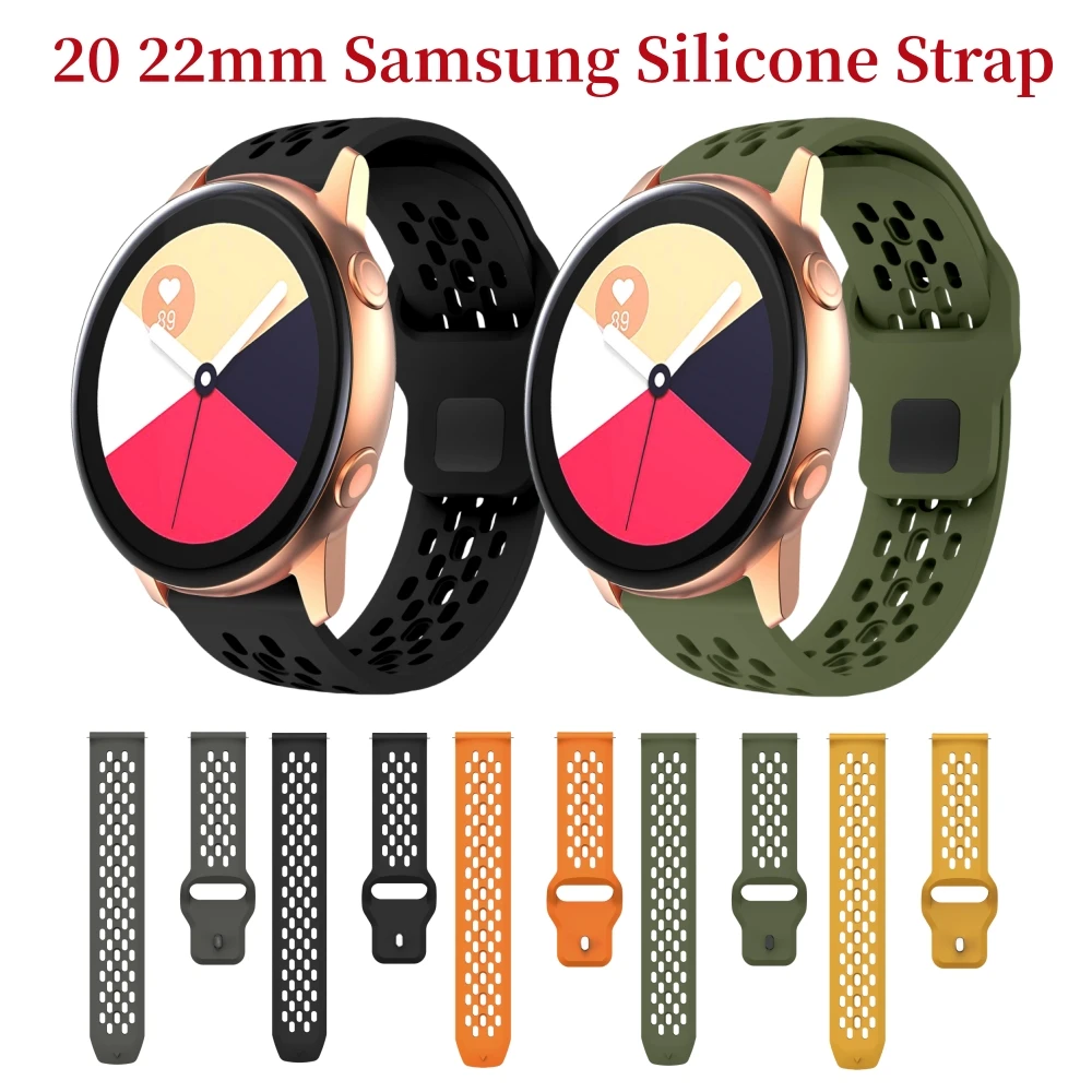 

20 22mm Samsung Quick Fit Silicone Strap Watch4/5 40 44mm Band Galaxy Watch6 Classic 43 47mm Sport Wristband 5Pro Rubber Belt