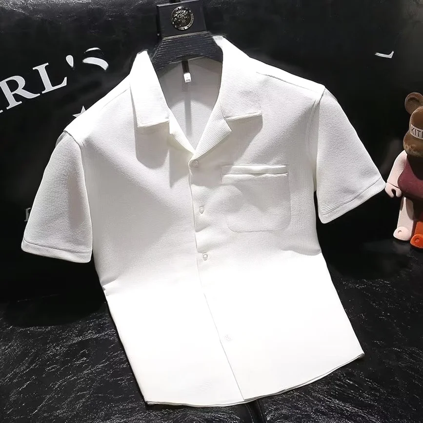 

Casual Cuban Collar ort Sve Men's irt Versatile Loose Fit Workwear irt Youth ular Sle Summer ential