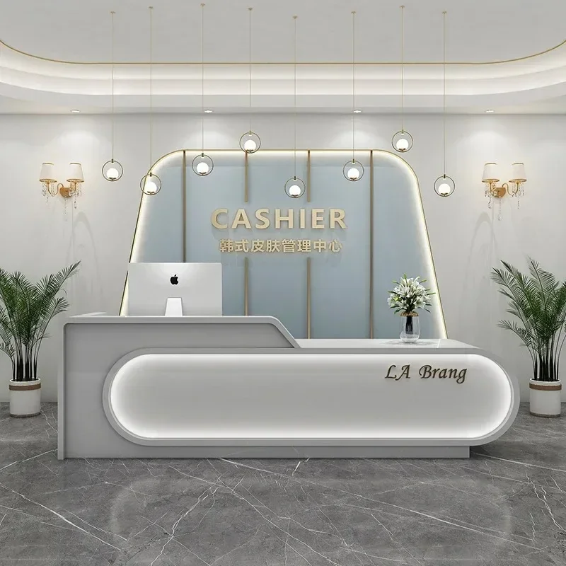 Help Desk Furniture Luxury Receiption Customer Center Minimalist Supermarket Counter Table Modern Receptionist Front Salon Cafe