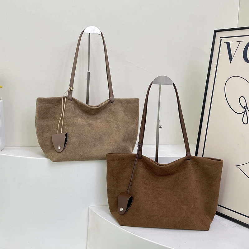 Women's Vintage Suede Large Tote Soft Suede Top Handle Shoulder Handbag Minimalist Casual Purse for Daily Work 2026