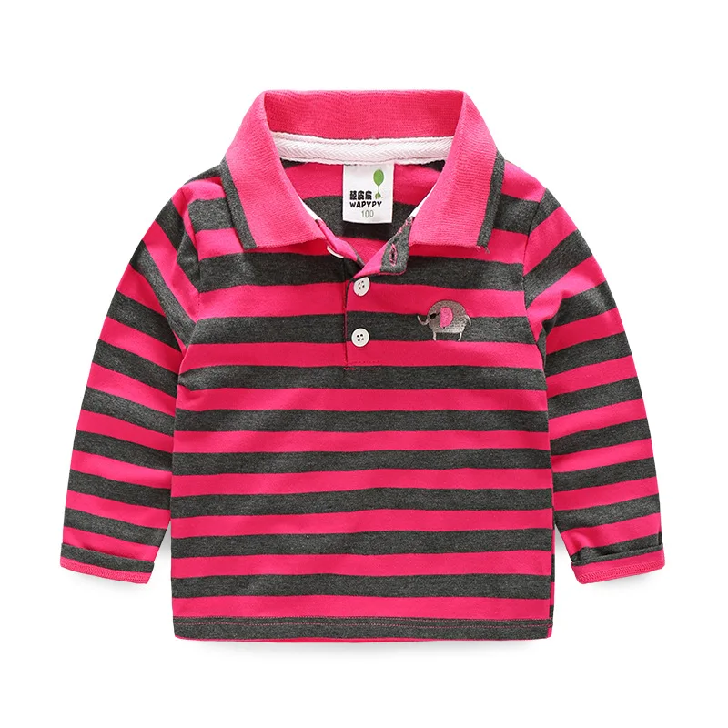 

Children's Long SleeveTT-shirt2024Boys' Striped EmbroiderypoloBaby Shirt Polo Collar Top Inventory Clearance Discount