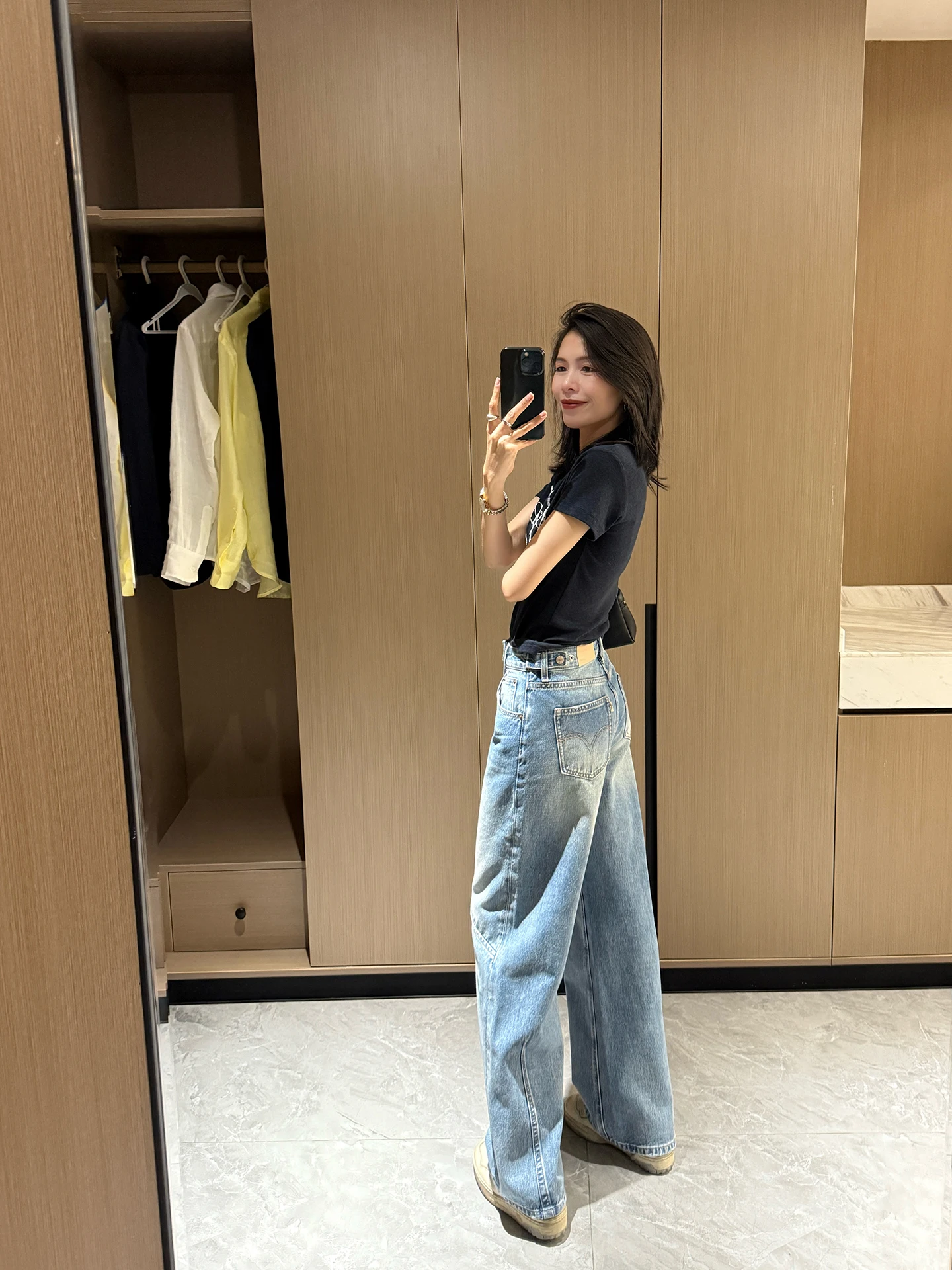 

Мягкие джинсы из 100% хлопка с регулируемой талией, свободного кроя, с широкими штанинами, женские, весенние, повседневные, прямые, удобные, дышащие