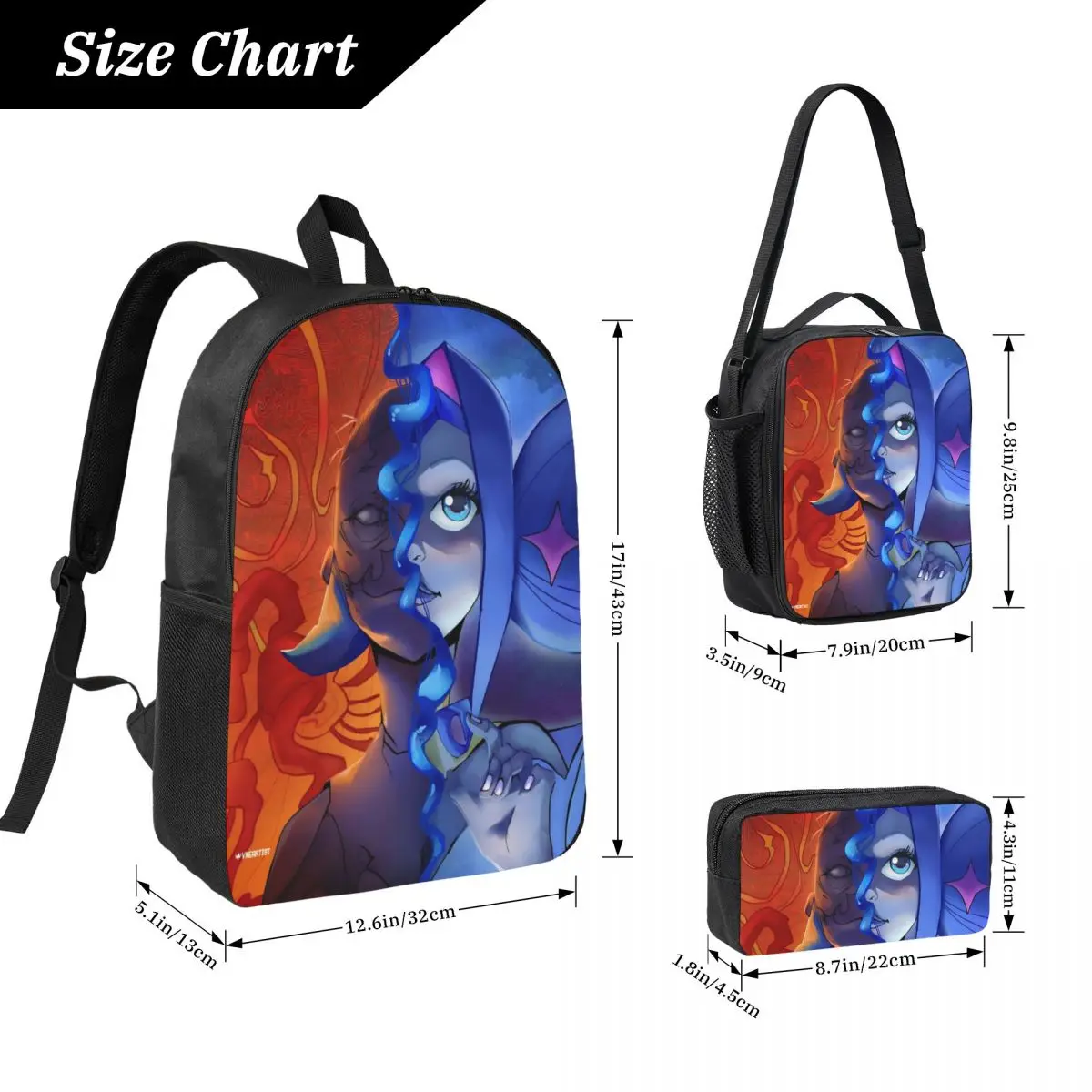 3Pcs K-Knights Of Guinevere Backpack Set for Girls Boys Pen Bags Bookbag Sets with Lunch Box For School Students Knapsack