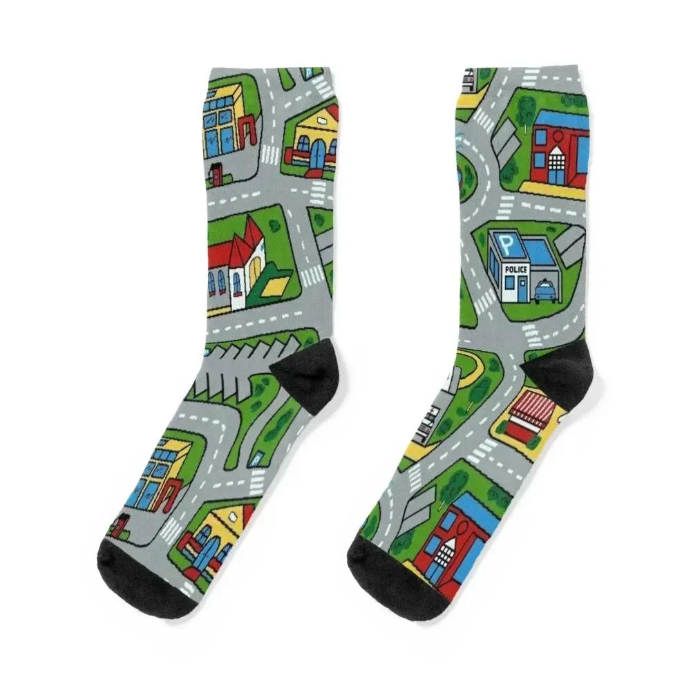 Car City Carpet Socks cartoon sheer bright garter Socks Women Men's