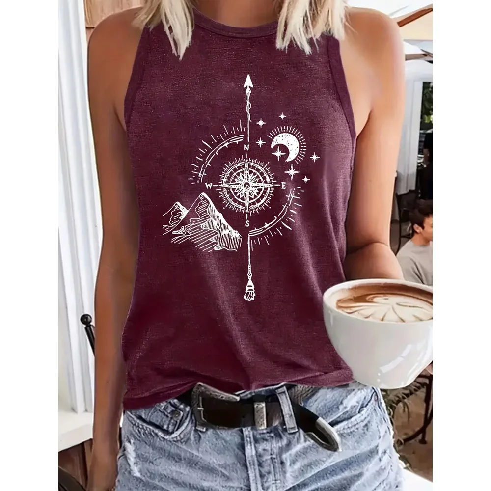 Dragonfly Printed White T-shirts For Women Clothing Comfortable Tank Tops Commute Breathable Blouse Sleeveless Basic Tees Summer