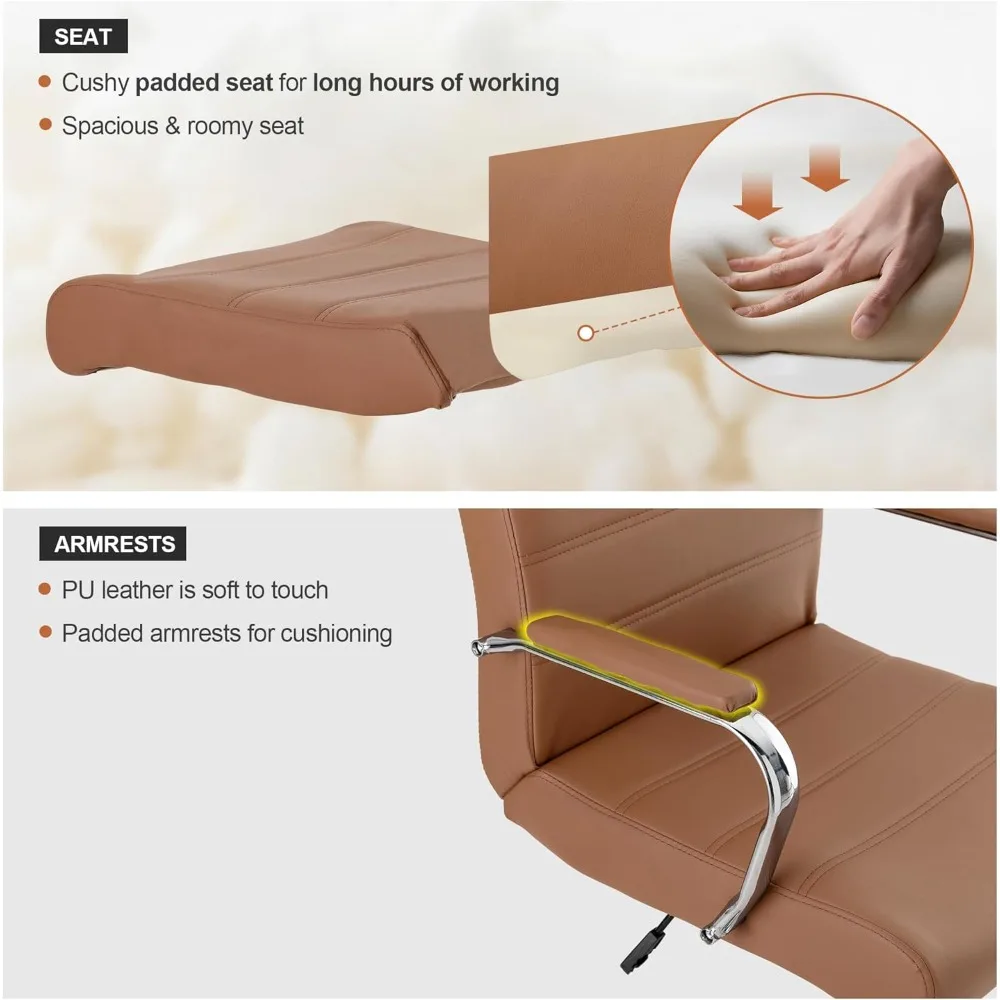 كرسي مكتب مريح من الجلد عالي الظهر مع ارتفاع قابل للتعديل لغرفة الاجتماعات والمكتب المنزلي