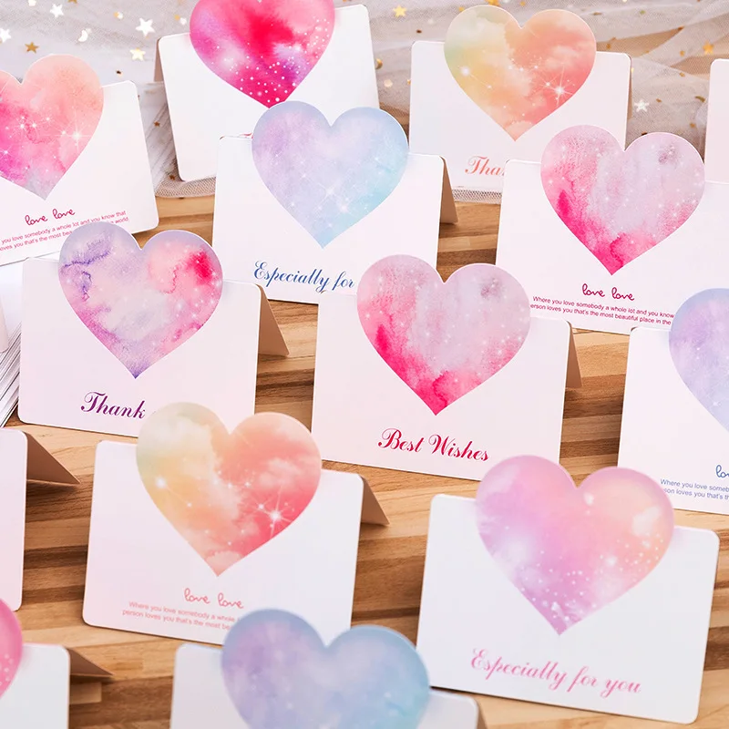 8/16/24 stücke Gemischte Farbe LIEBE Herz Form Grußkarte Valentinstag Geschenk Karte Hochzeit Einladungen Karte Romantische Danke Karten