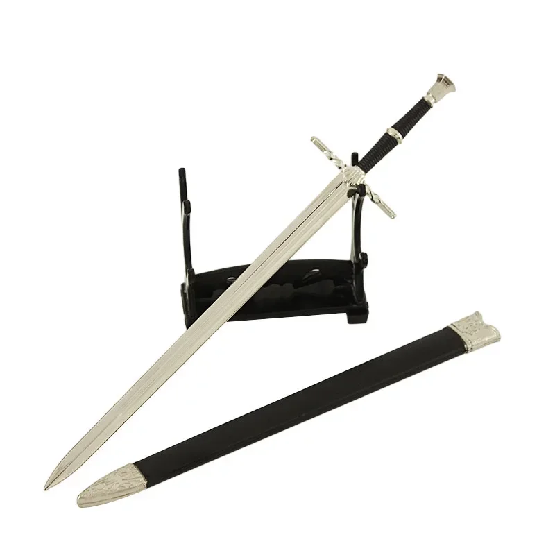 Wilde Jacht Wapen Tovenaar Geralt Witte Wolf Staal Zwaard Spel Perifere 22Cm Ridder Metalen Zwaard Wapen Model Ambachten Geschenken Jongen