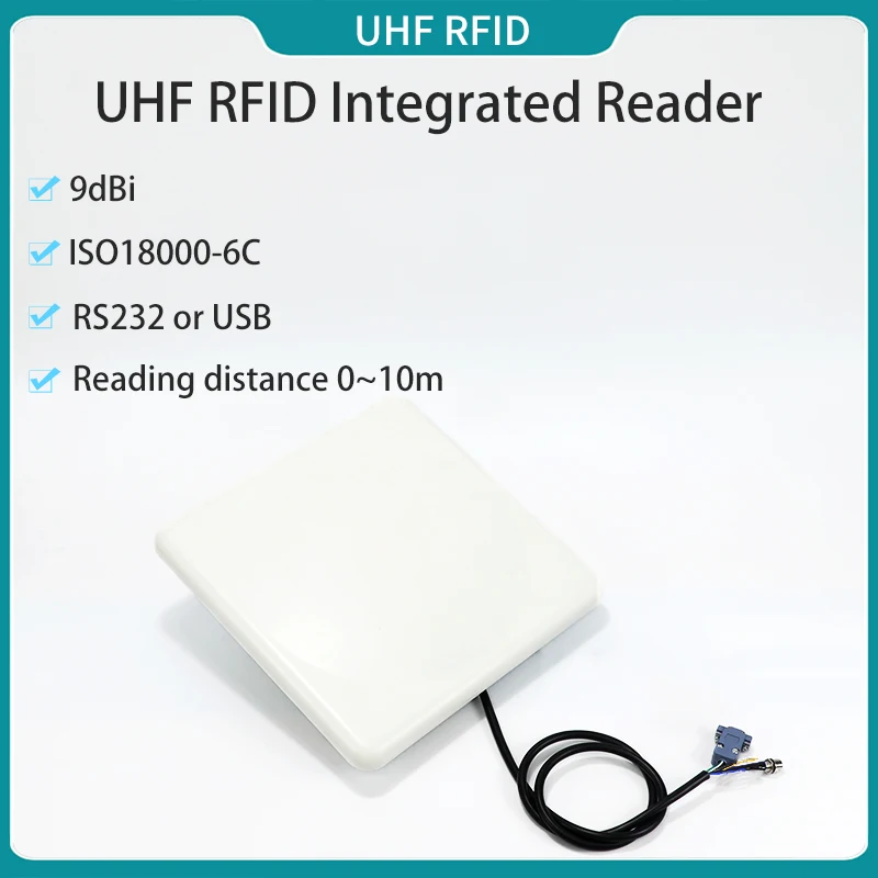 Pembaca RFID UHF Terintegrasi Jarak Jauh 9dbi 10m Jarak Baca, Pembaca RFID Terintegrasi RS232, Pengontrol Akses Pintu RFID