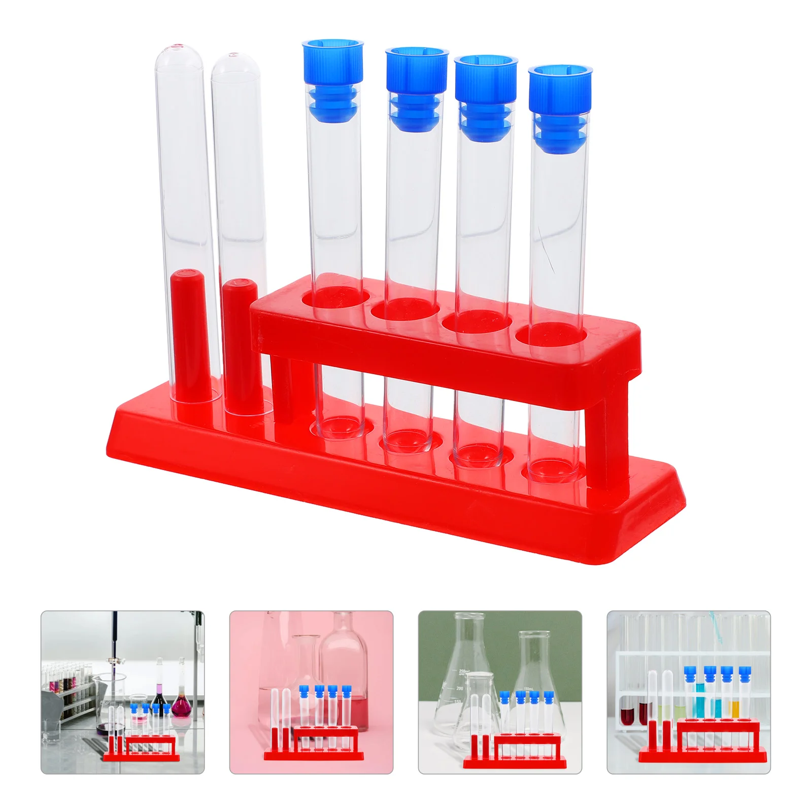 캡이 있는 테스트 튜브 키트, 과학 학습 도구, 실험 랙, 어린이 플라스틱 테스트 샘플 보관 모델 키트 