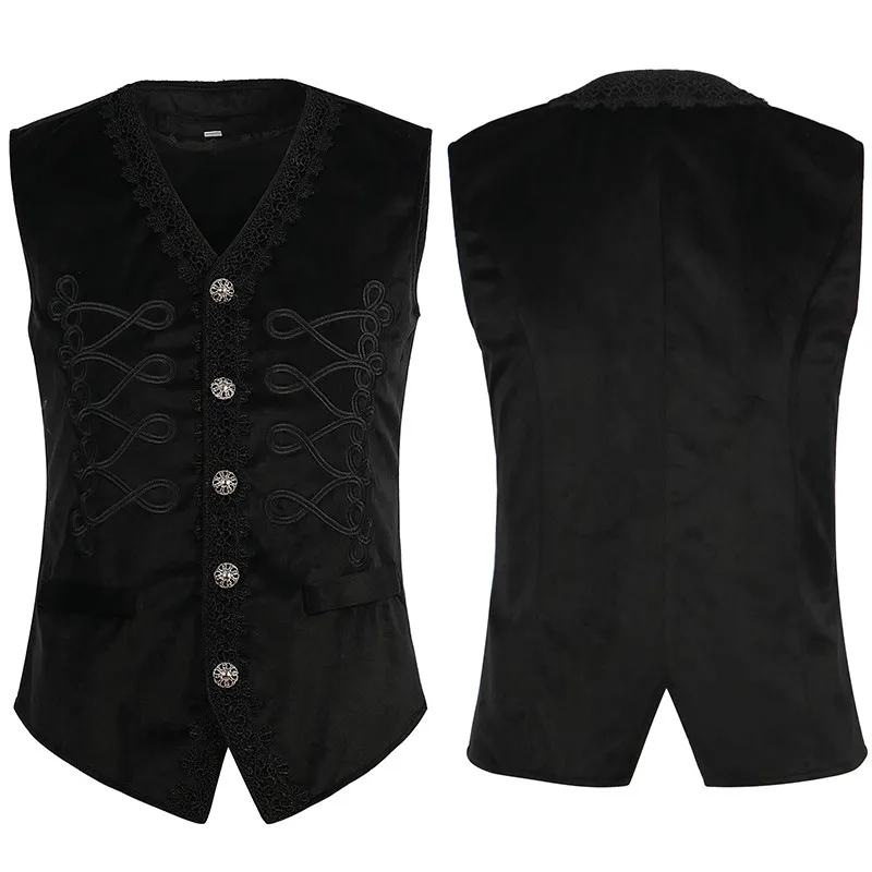 

Medieval Sle Embroidered Men's Vest loween Stage Performance Costume Outerwear Faionable Youth Autumn Slim Fit round Ne