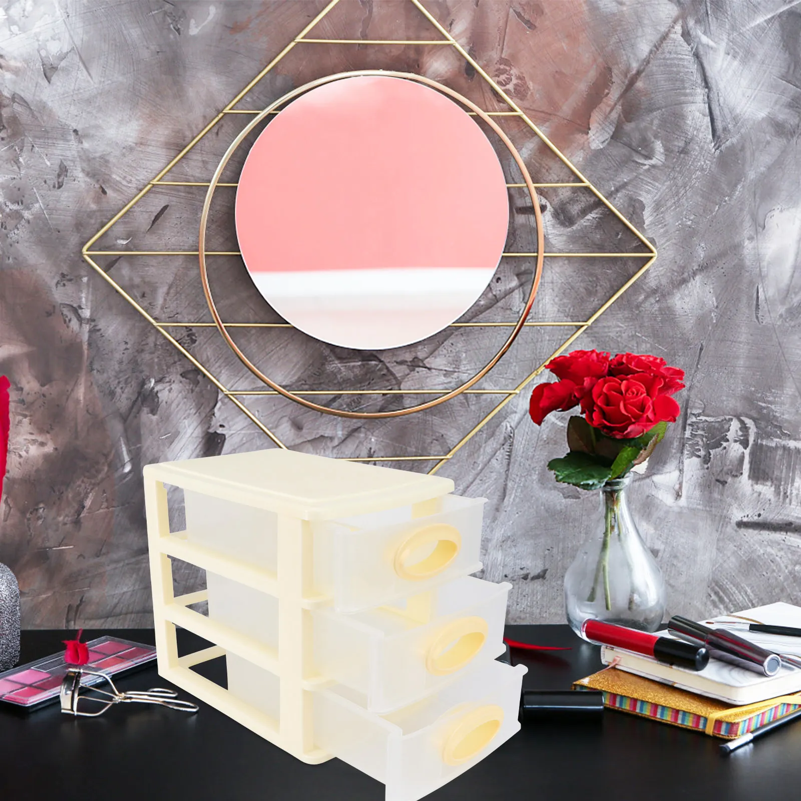 1Pcs Multifunctional Storage Cabinet Desktop Multi-Layer Drawer Waterproof Dustproof Makeup Stationery Organizer Box